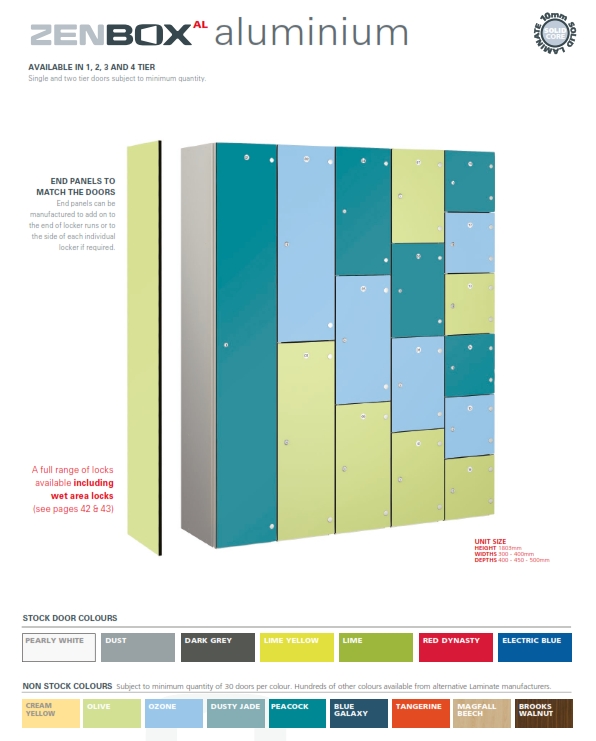 Aluminium Body Lockers with Solid Grade Laminate Doors